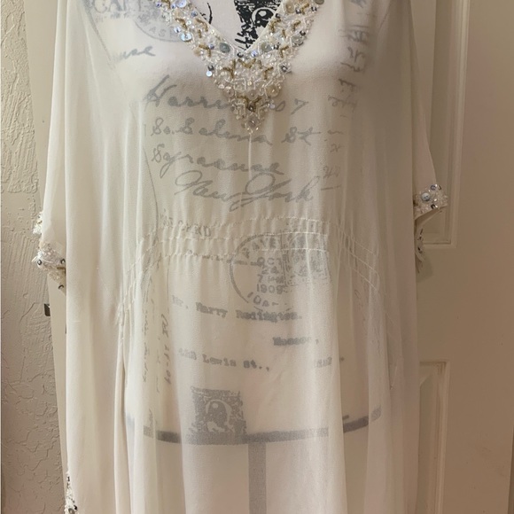 Rhona Sutton Cream Embellished Swim Coverup - Picture 2 of 12